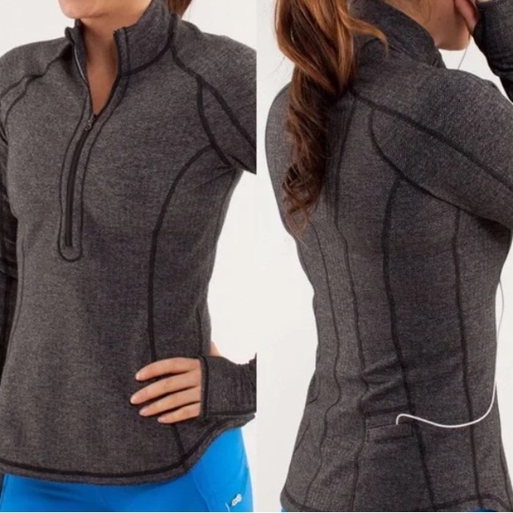 lululemon athletica Jackets & Blazers - Lululemon Run:U Turn Herringbone Pullover Jacket 1/2 Zip 6
